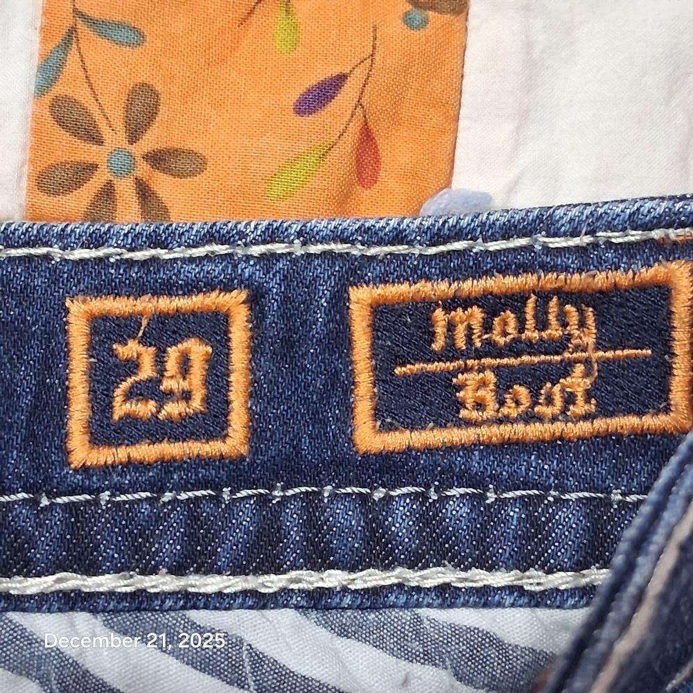 Rock Revival Molly Boot Cut Blue Jeans Size 29 Blue Sequin Embroidered Pockets - Picture 9 of 15